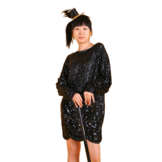 반짝이 스컷원피스-블랙