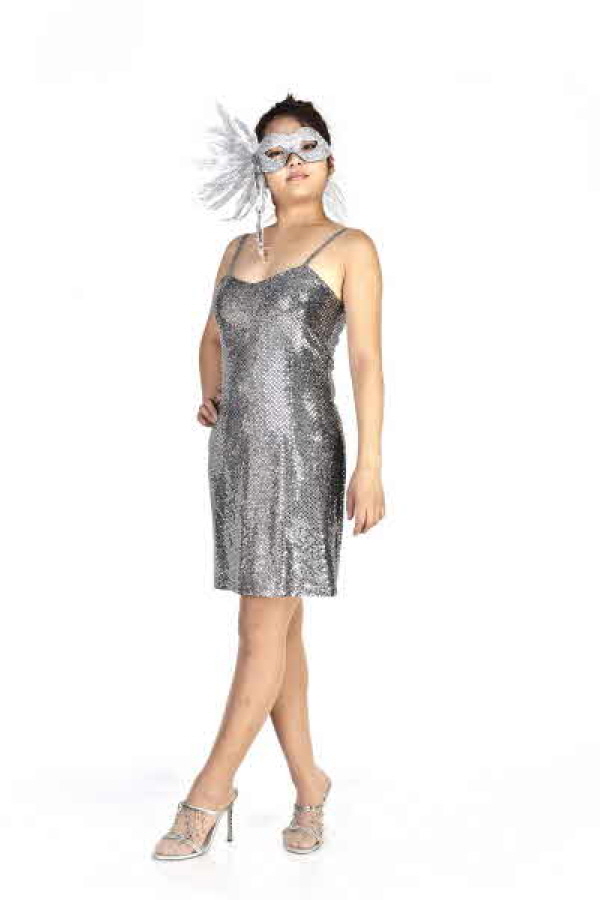 반짝이미니원피스-실버블랙