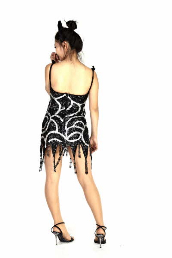 반짝이물방울원피스-실버앤블랙