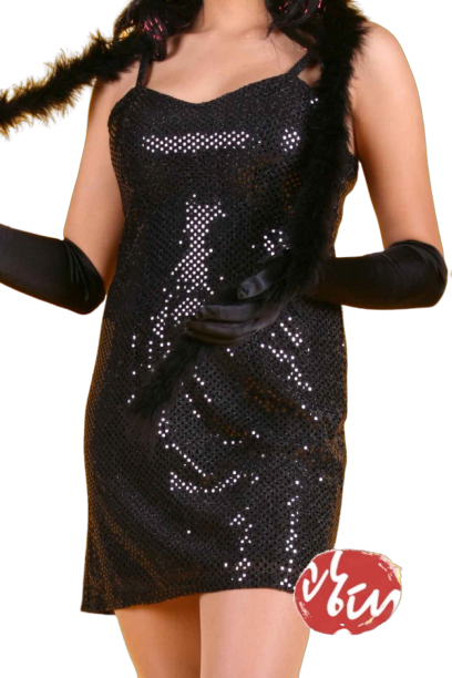 반짝이 미니원피스-블랙