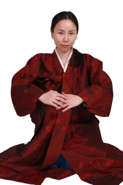 양반-여 두루마기 진한자주색