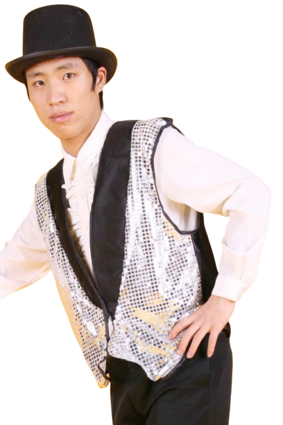 반짝이마술사조끼모자-실버