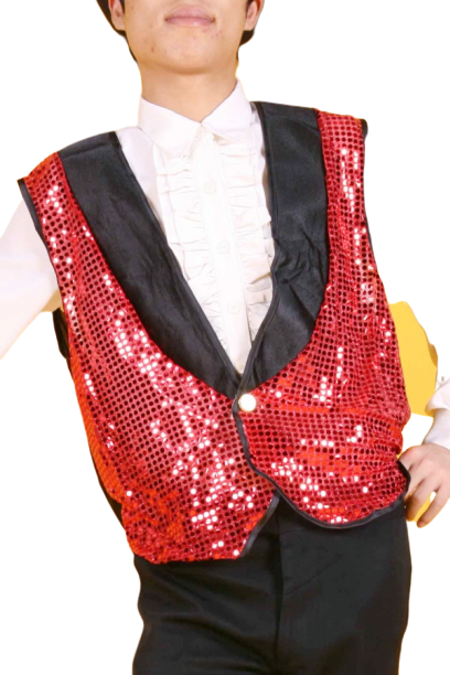 반짝이마술사조끼모자-레드