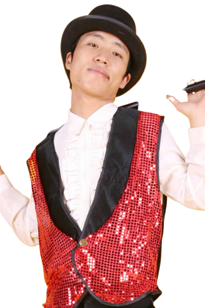 반짝이마술사조끼모자-레드