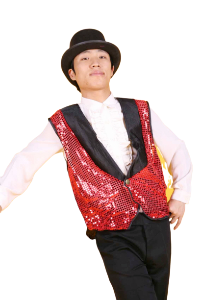 반짝이마술사조끼모자-레드