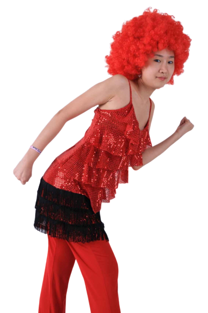 반짝이 레드레이스탑