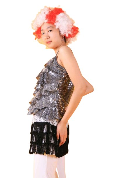 반짝이 실버블랙레이스탑