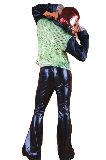 반짝이 프릴상의-라이트그린블랙