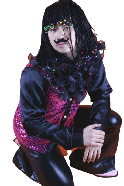 반짝이 프릴상의-퍼플블랙