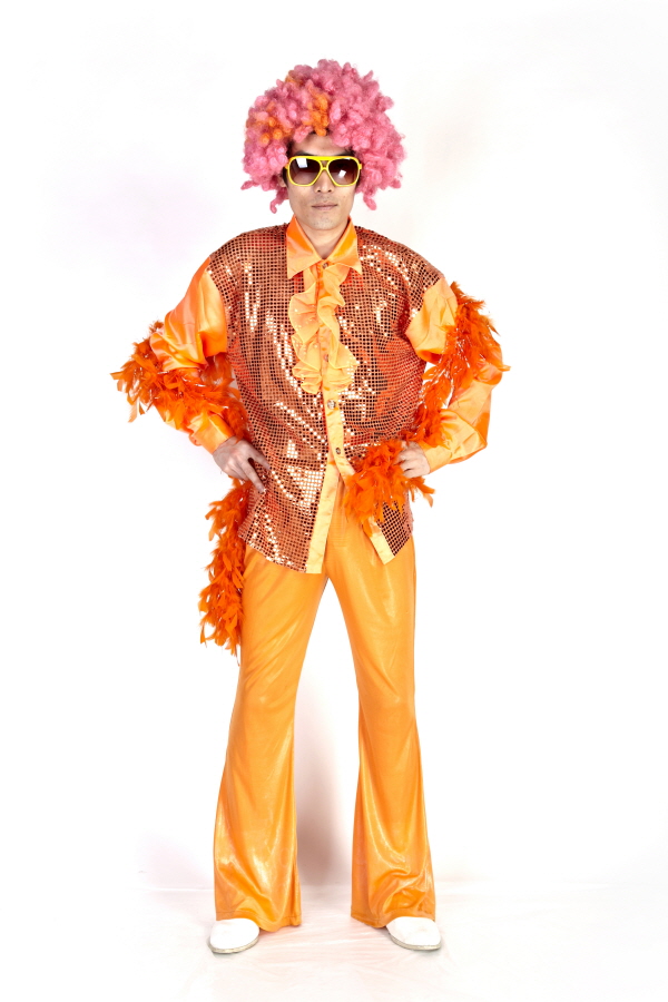 연미반짝이셔츠-오렌지