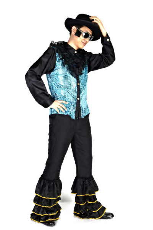 목 프릴반짝이셔츠-블루2