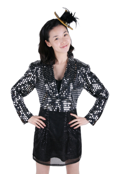 반짝이 턱시도여-실버블랙