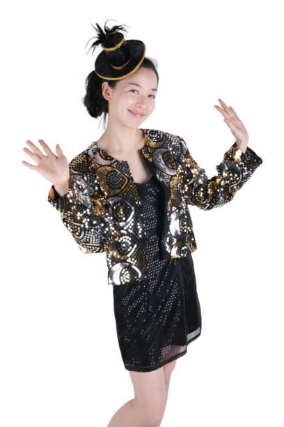 반짝이 숏자켓 여-골드