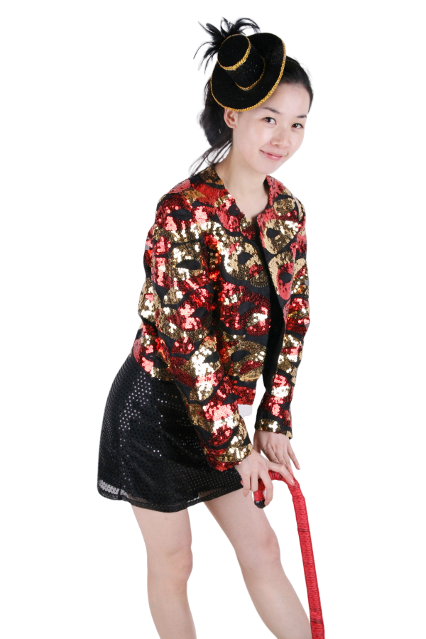 반짝이 숏자켓 여-붉은톤