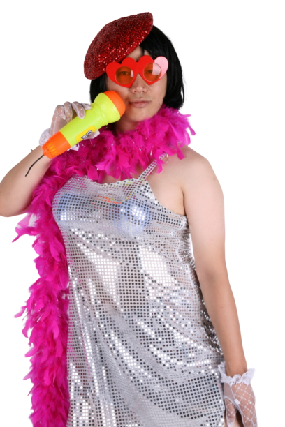 여장 반짝이롱원피스-실버