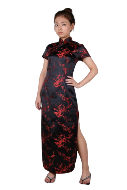 중국-치파오 롱드레스 레드블랙
