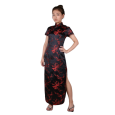 중국-치파오 롱드레스 레드블랙