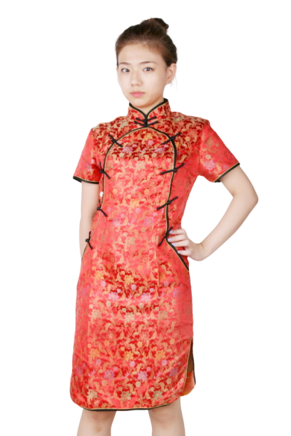 중국-치파오 미니드레스 레드블랙