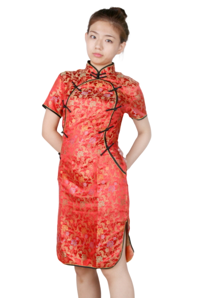 중국-치파오 미니드레스 레드블랙