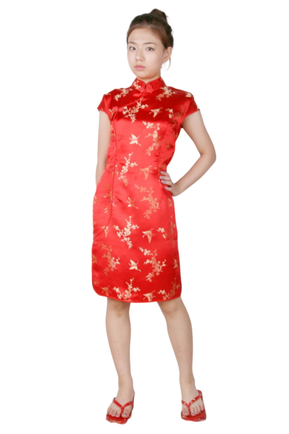 중국-치파오 미니드레스 레드골드