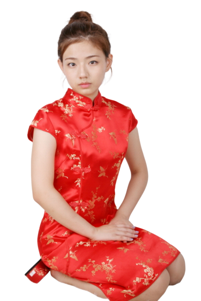 중국-치파오 미니드레스 레드골드