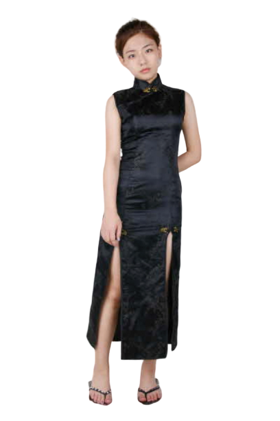 중국-치파오 롱드레스 섹시블랙