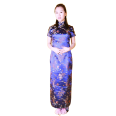 중국-치파오 롱드레스 네이비