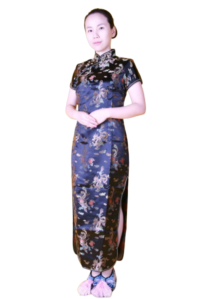 중국-치파오 롱드레스 블랙