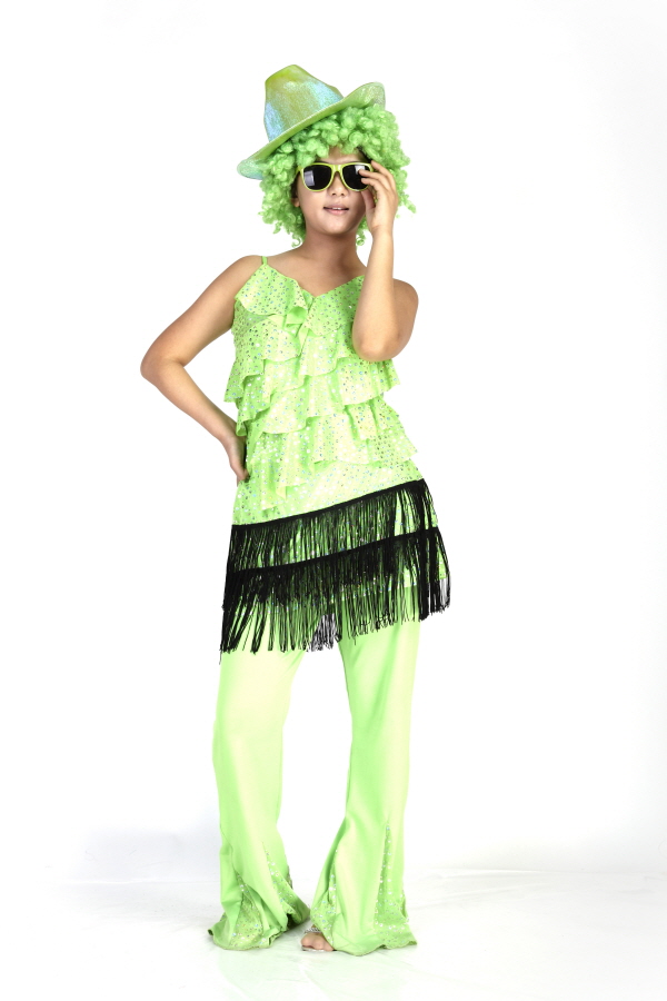 복고 반짝여인-그린프릴