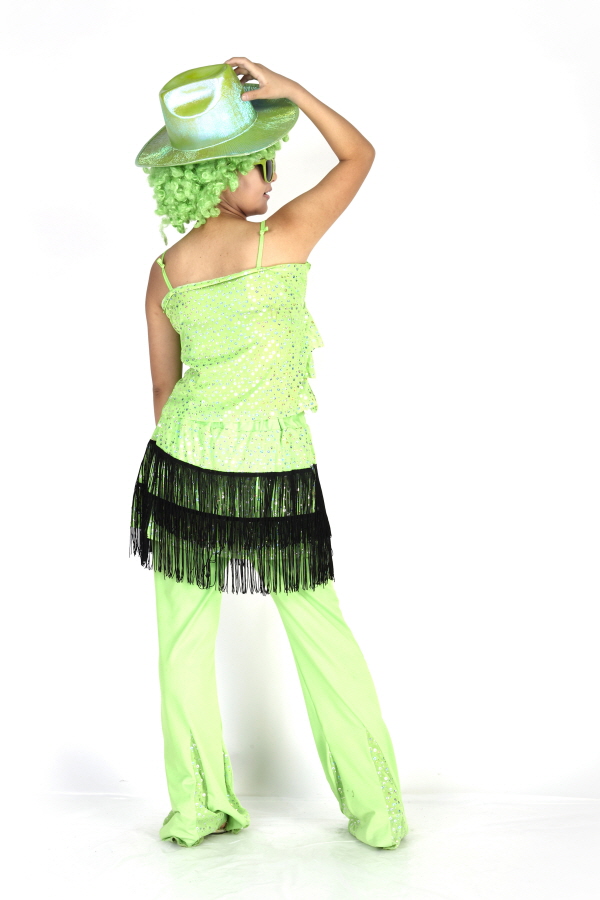 복고 반짝여인-그린프릴