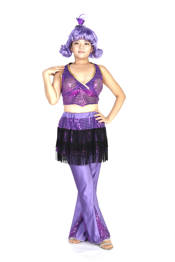 복고 반짝여인-퍼플탑