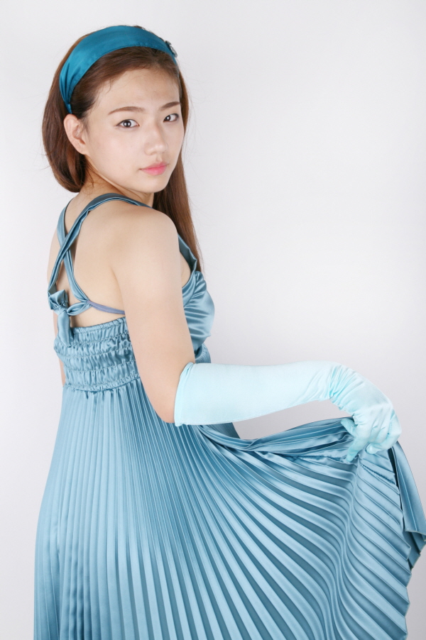 아코디언 원피스-스카이블루