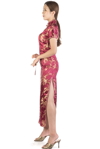 치파오 롱-버건디